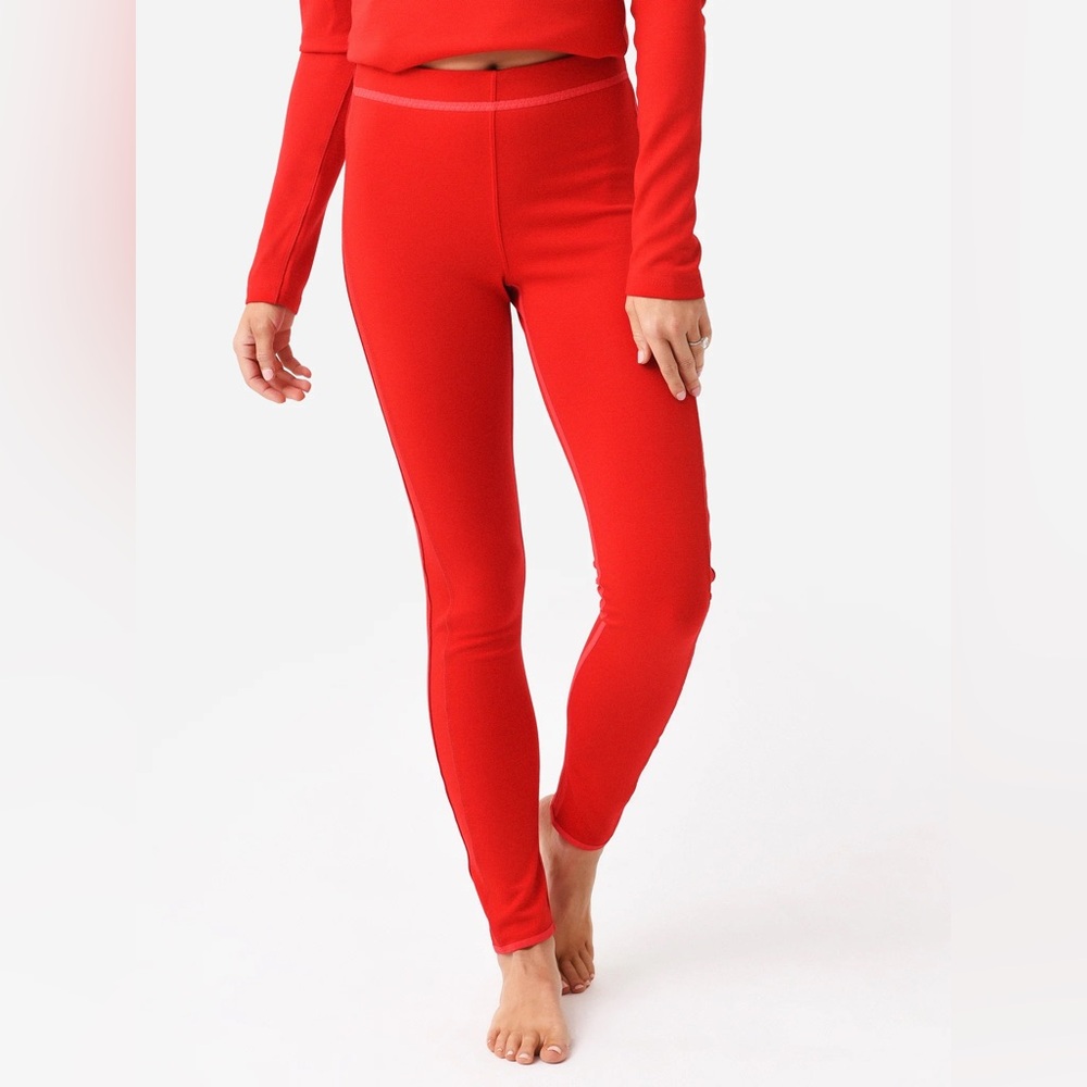$419 NWT Frauenschuh Dina Merino Ski Leggings Sz 2 in Ruby